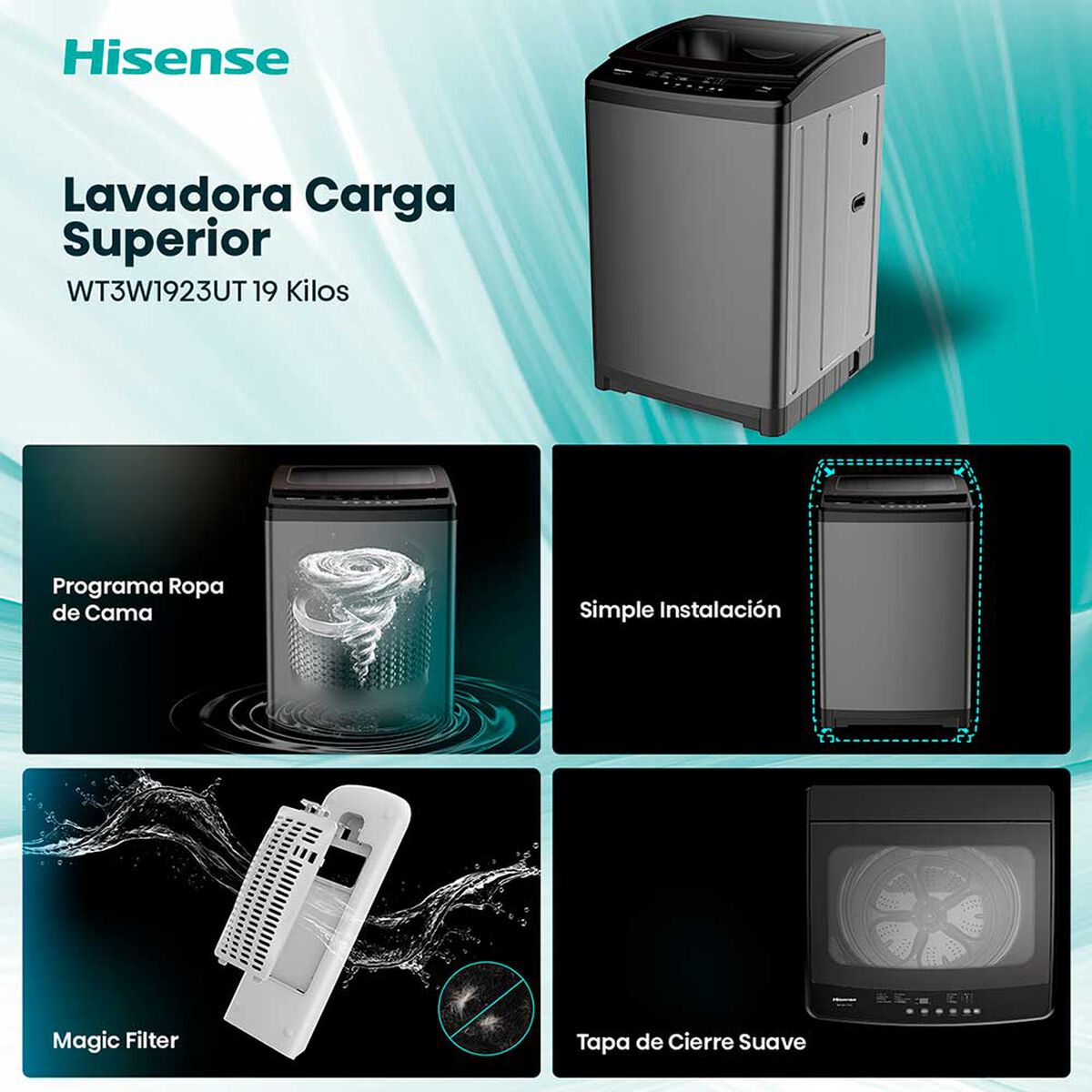 Lavadora Hisense WT3W1923UT 19KG