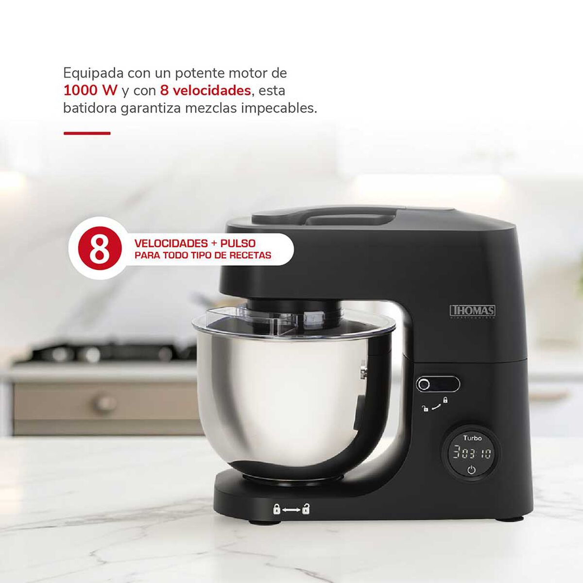 Batidora Pedestal Thomas TH-915PND 5 lts. Negro
