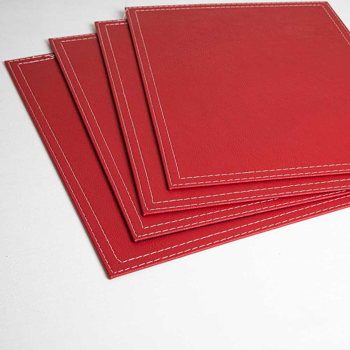 Set 4 Individuales Doral Eco Cuero Rectangular 32x42 Rojo