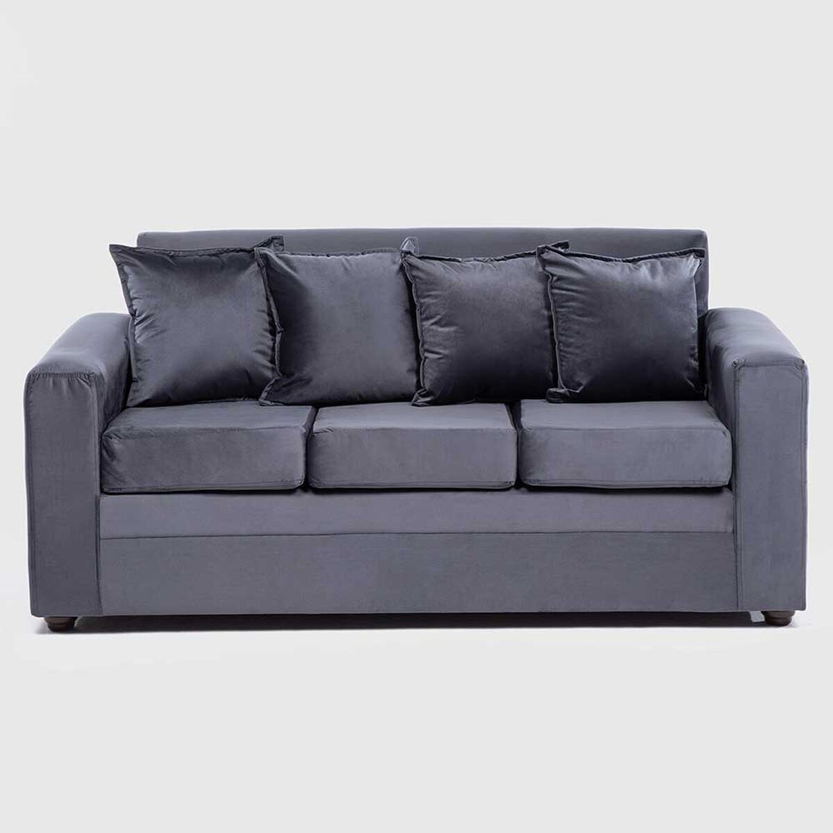 Juego de Living Almore Paris 3 Cuerpos + Dos Pouf 1 Cuerpo Negro