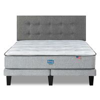 Cama Europea Simmons 2 Plazas Dreamer 190 Cm  + Respaldo Urban Gris