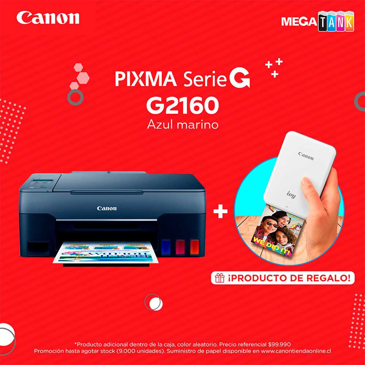 Multifuncional Canon Tinta Continua G2160 Azul + Mini Printer Ivy