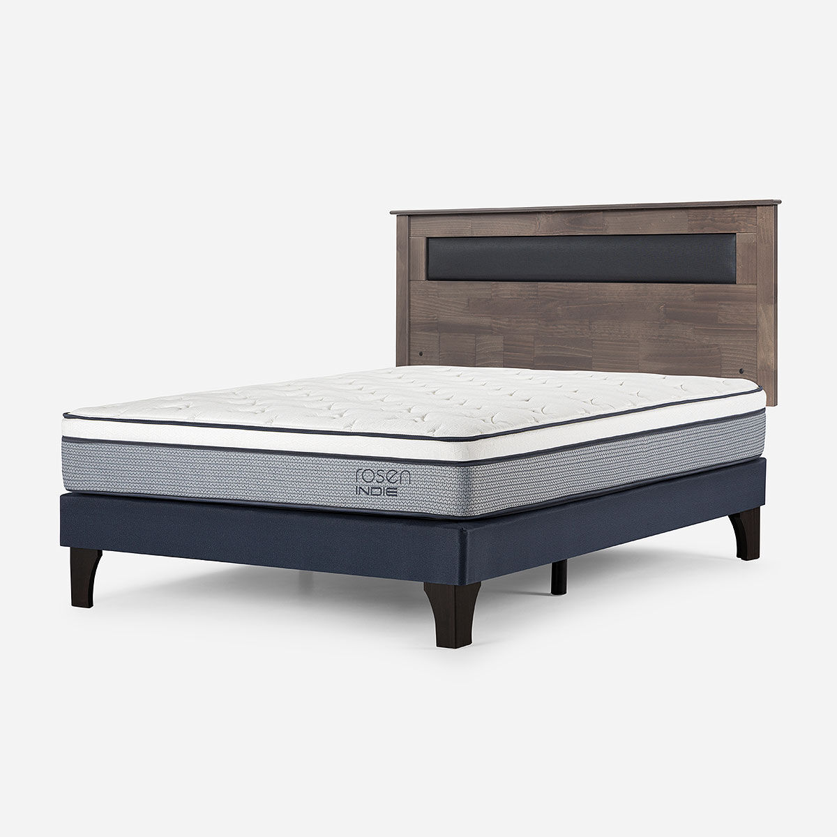 Combo Cama Europea Rosen 2 Plazas Indie BN + Respaldo Ferrara