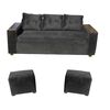 Sofá Almore Wilson Sofá 3 Cuerpos + Dos Pouf Negro