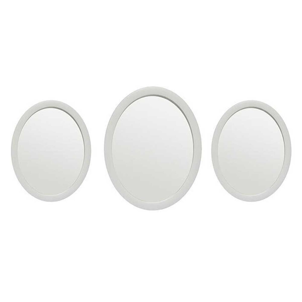 Set 3 Espejos Pl&aacute;stico Vgo para Colgar Ovalado 26 cm Blanco