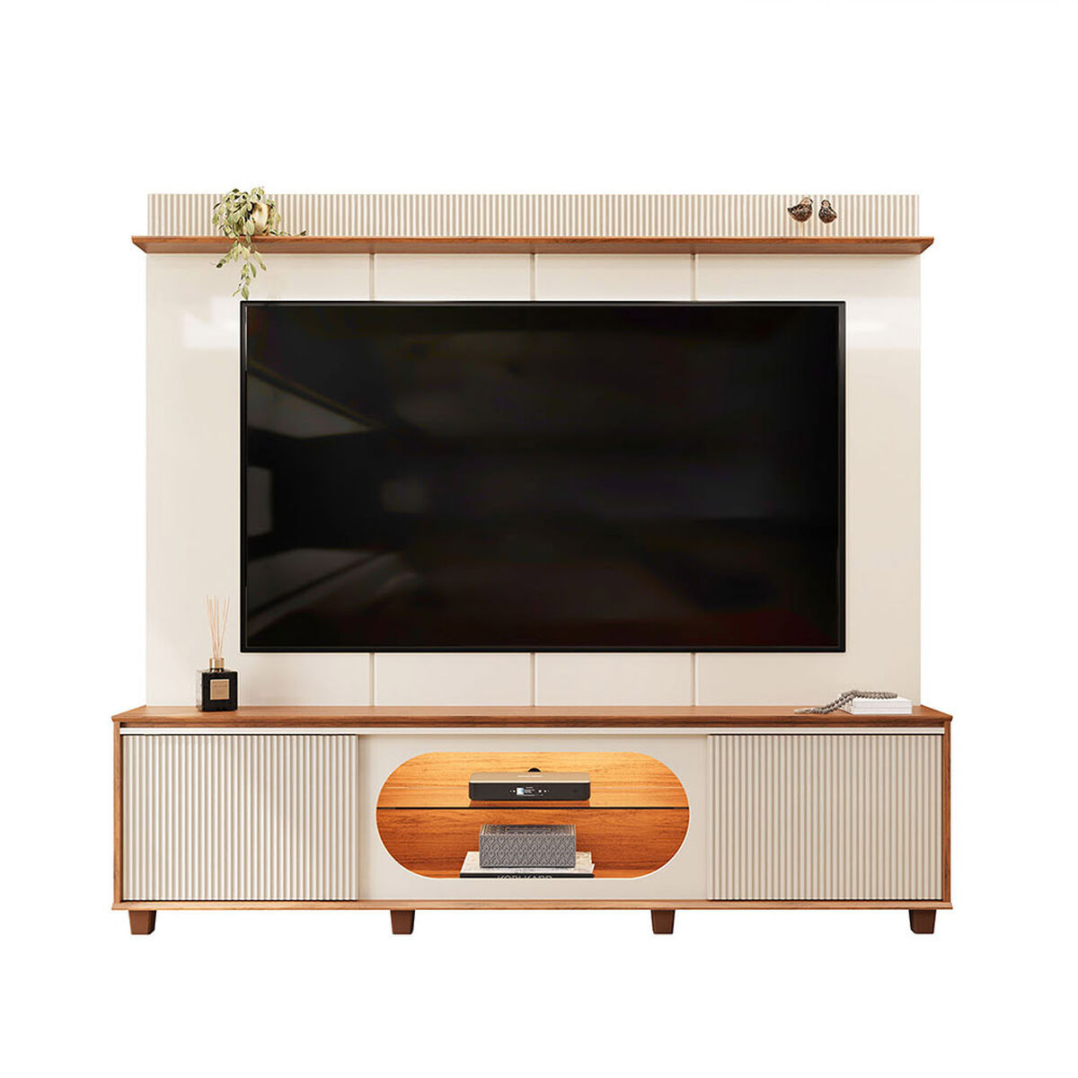 Home TV Vekkahome Maia Hasta 75" con Luz Beige Caf&eacute;