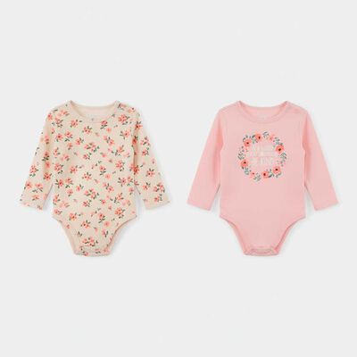 Pack 2 Body Manga Larga Chess Baby Rosado