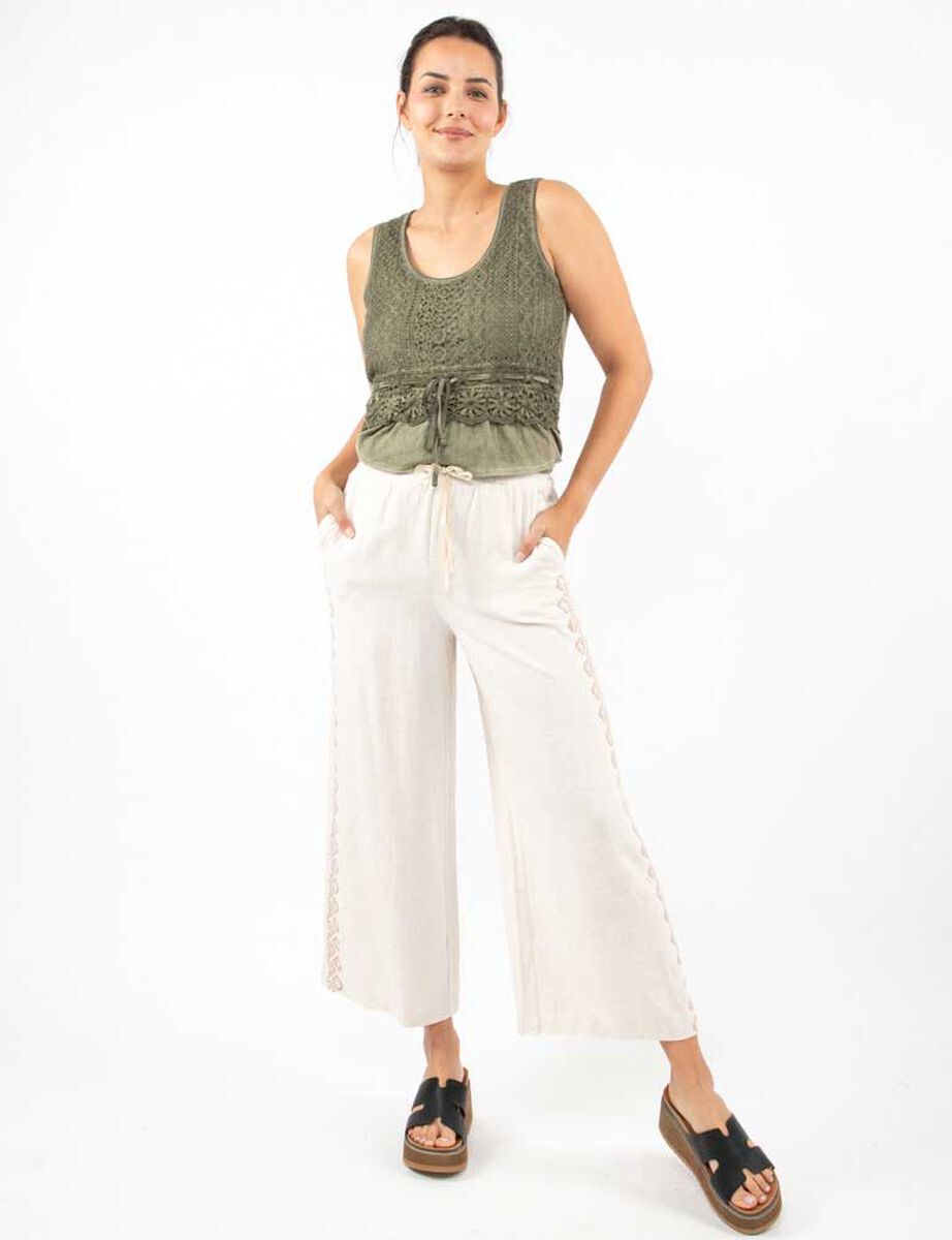 Pantalón Lino Recto Mujer Alma