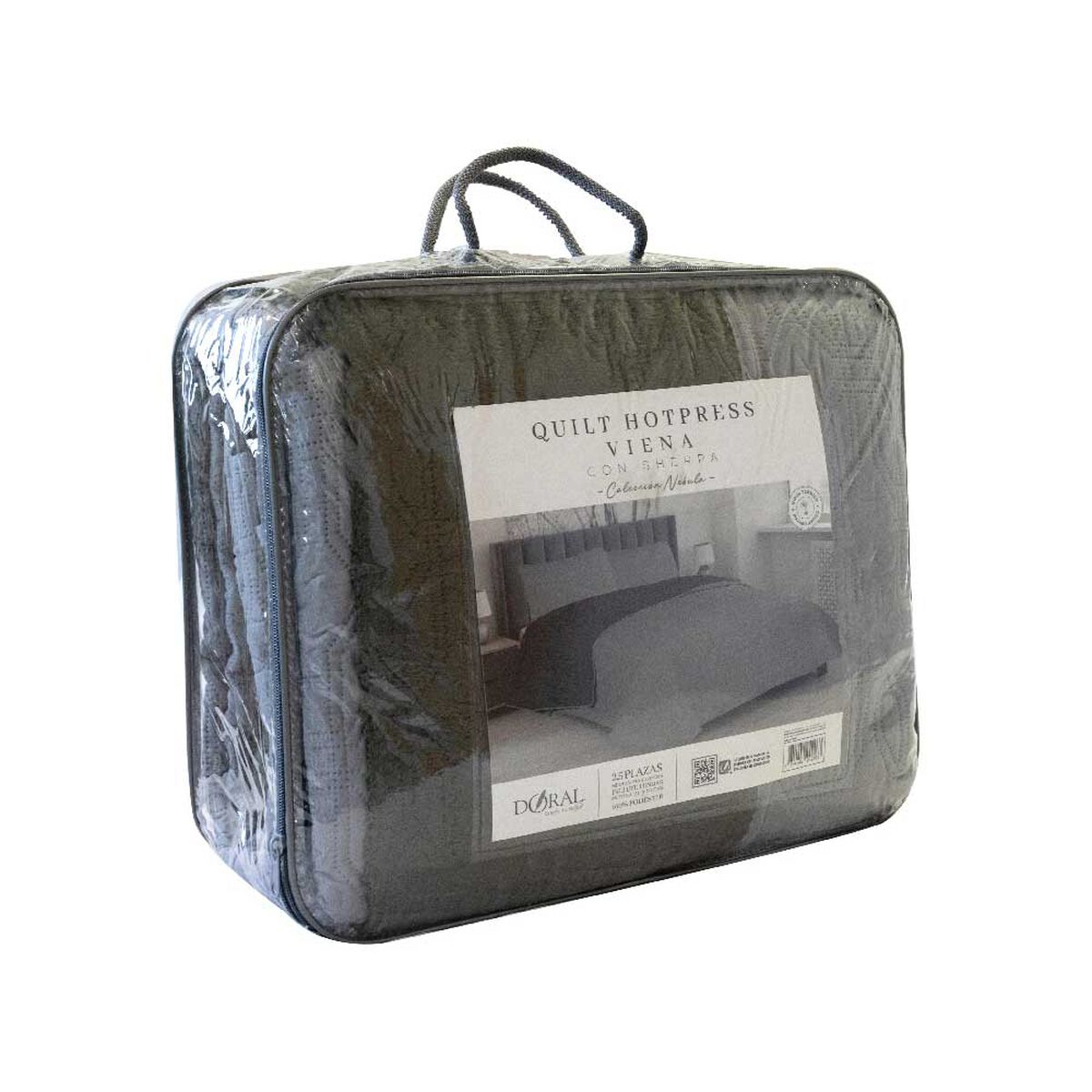 Quilt Doral 3 Plazas Viena Liso Gris