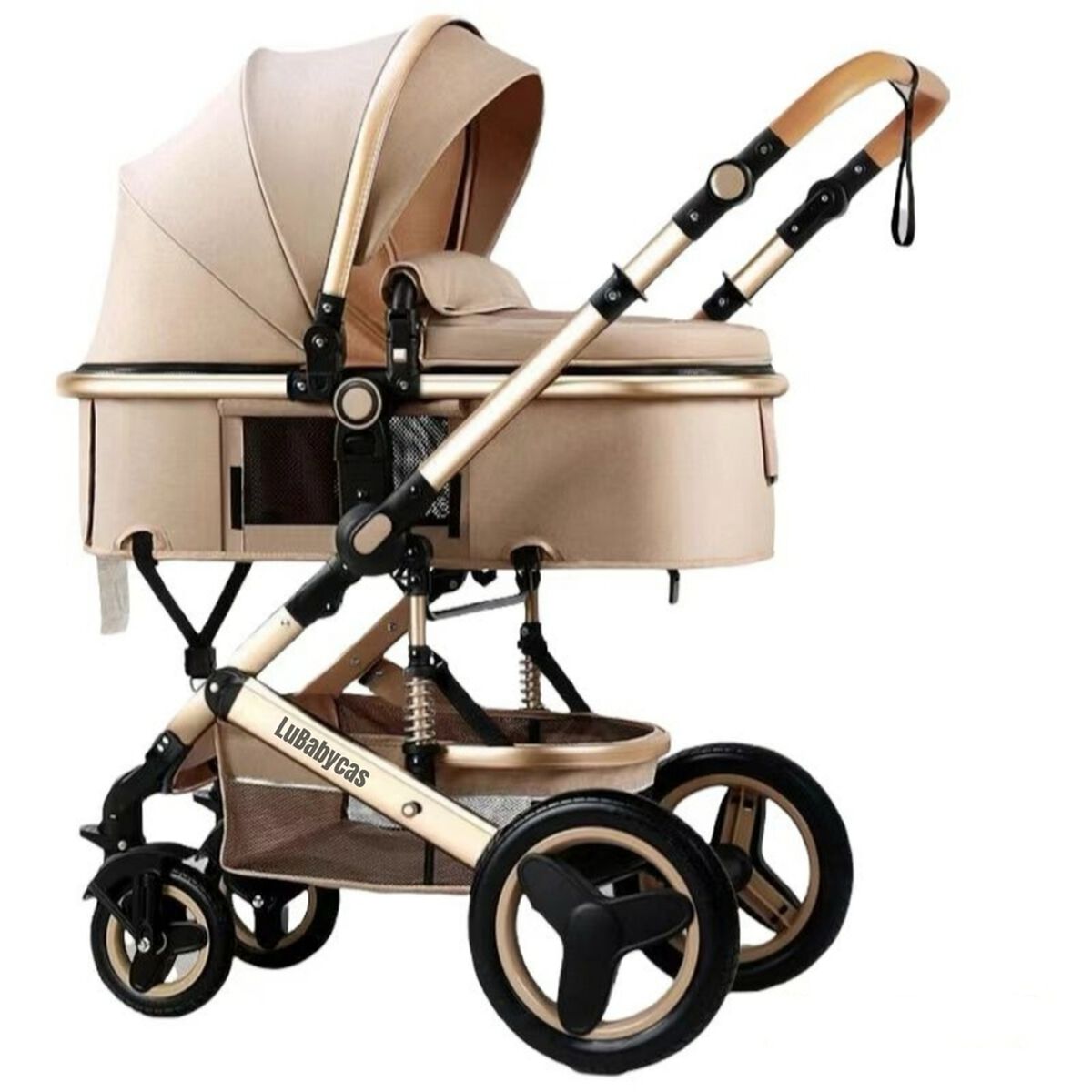Coche Cuna Moisés con Accesorios Lubabycas Dorado