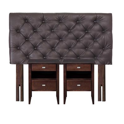 Imagen 1 del producto Respaldo + 2 Veladores Celta King Capitoné Café