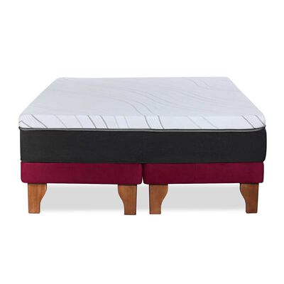 Imagen 2 del producto Cama Europea Latam Home Base Dividida 2 Plazas Zen Top Foam Hybrid Velvet Burdeo