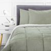 Plumón Flannel Sherpa Casanova King Liso Verde