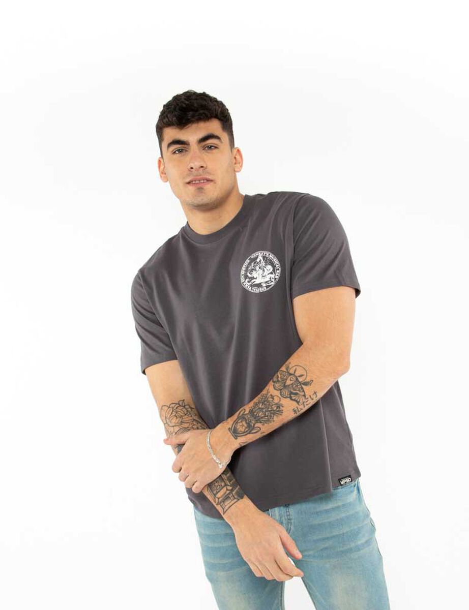 Polera Con Estampado Manga Corta Hombre Icono
