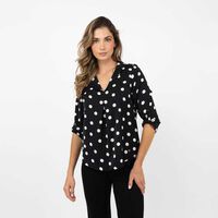 Blusa Manga 3/4 Mujer Zibel Negro-Prin