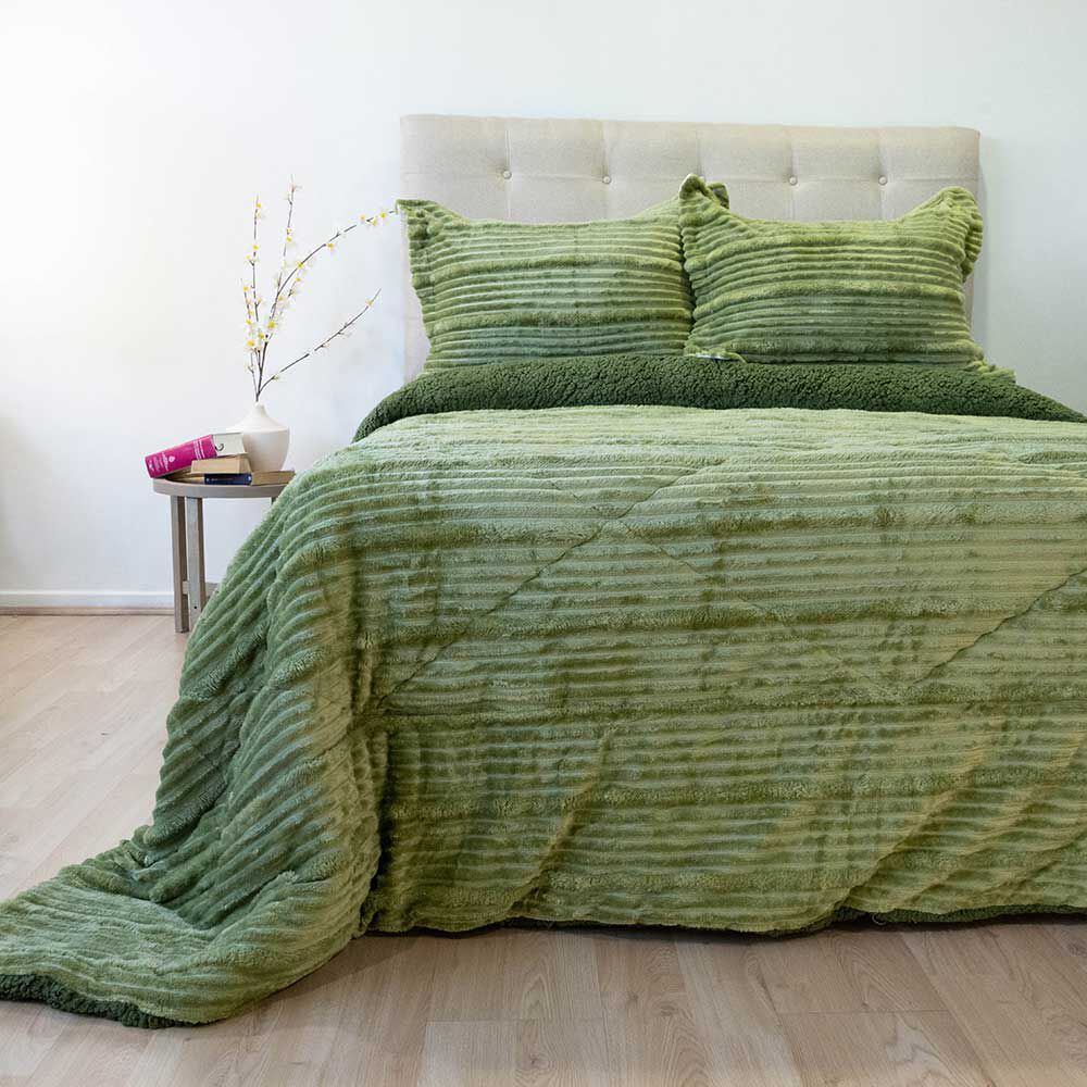 Cubrecama Doral King Touch Nebula Sherpa Verde