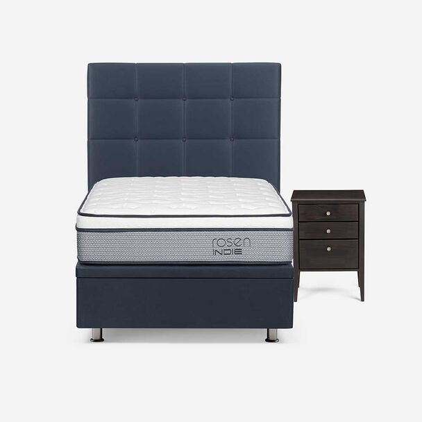 Boxet Rosen 1 Plaza Indie + Respaldo + Velador Issey Azul