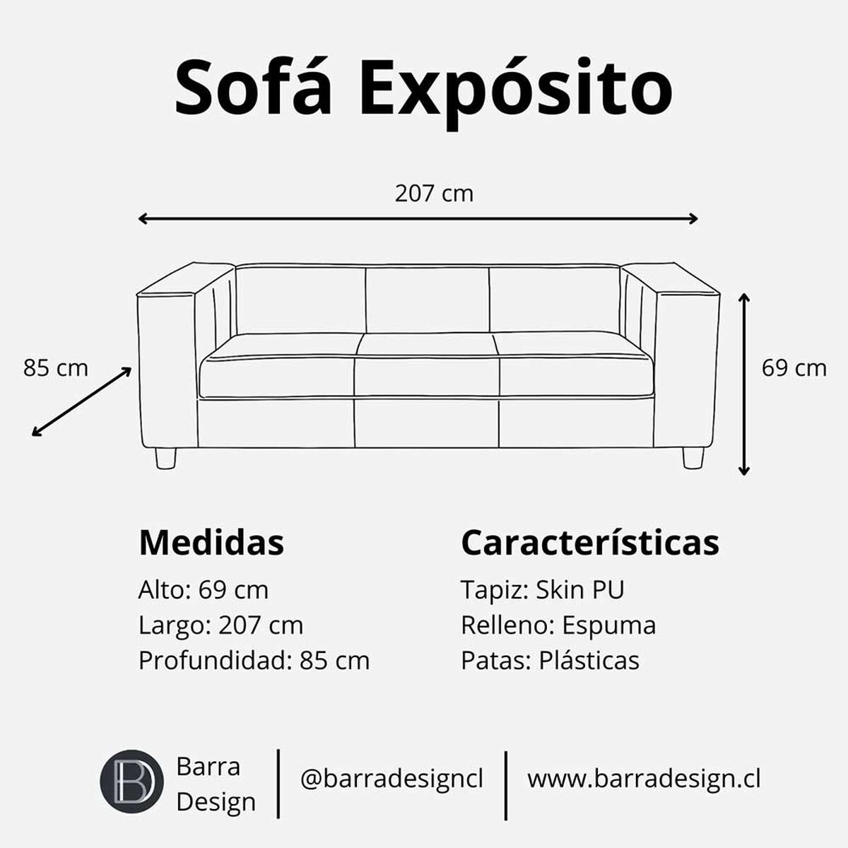 Sof&aacute; Barra Design Exposito 3 Cuerpos Skin Caf&eacute;