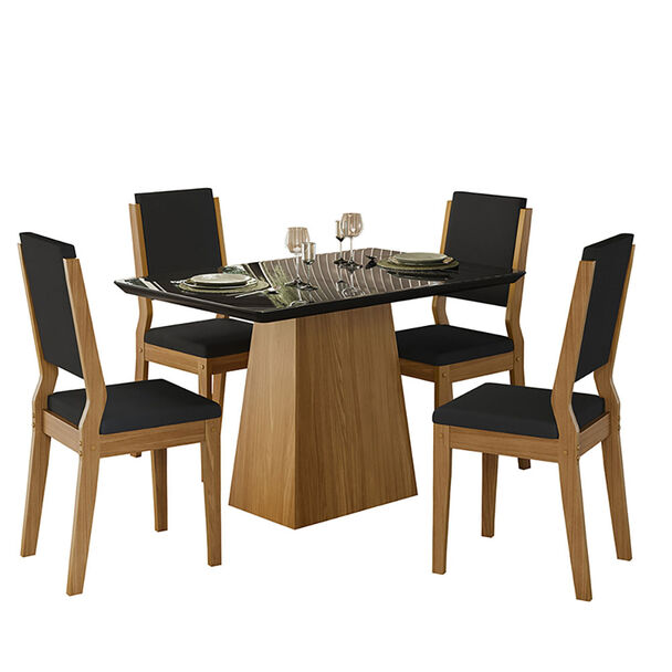 Juego de Comedor VekkaHome Barbi 4 Sillas Negro