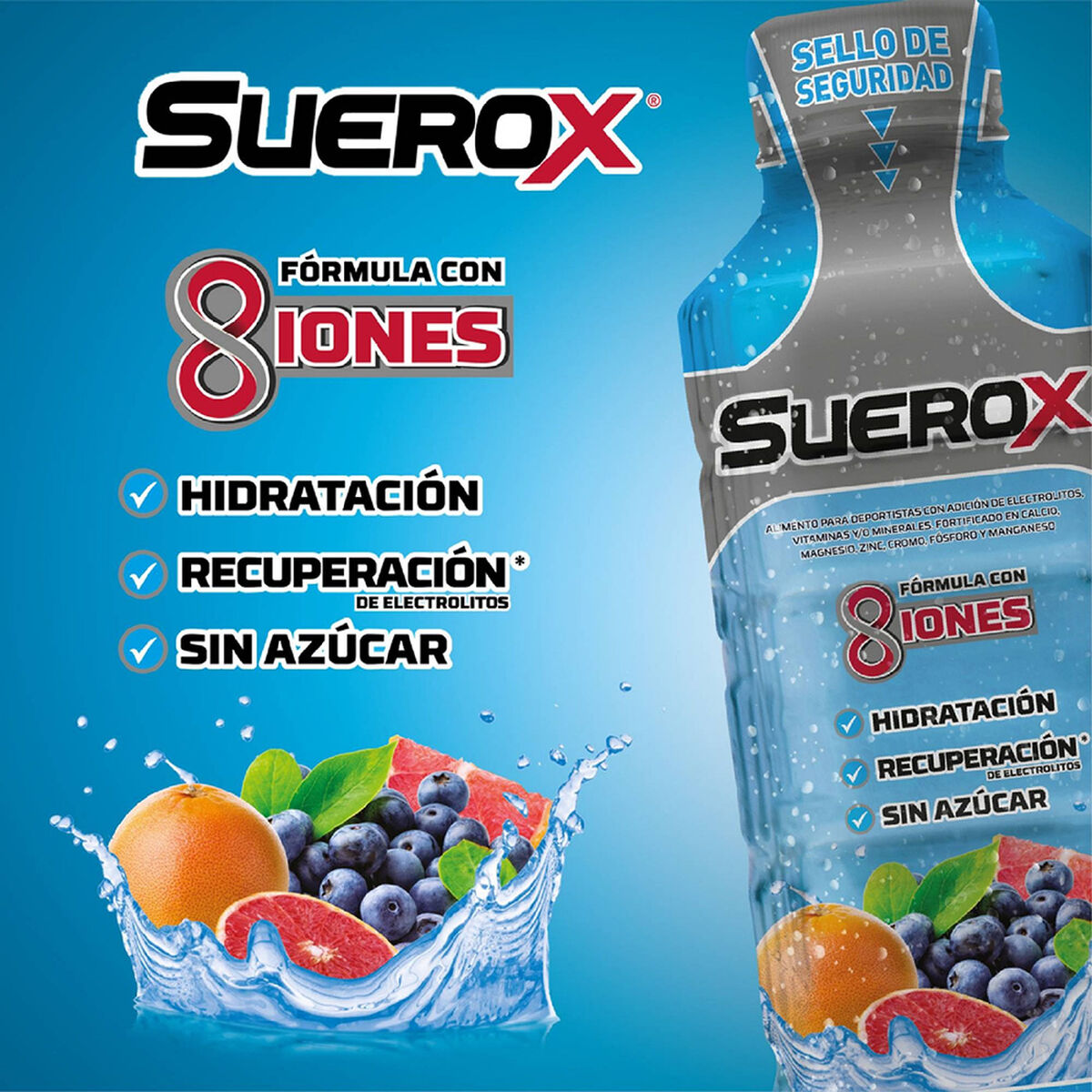 Pack Suerox 12 Bebidas Hidratantes Arandano Pomelo 630 ml c/u