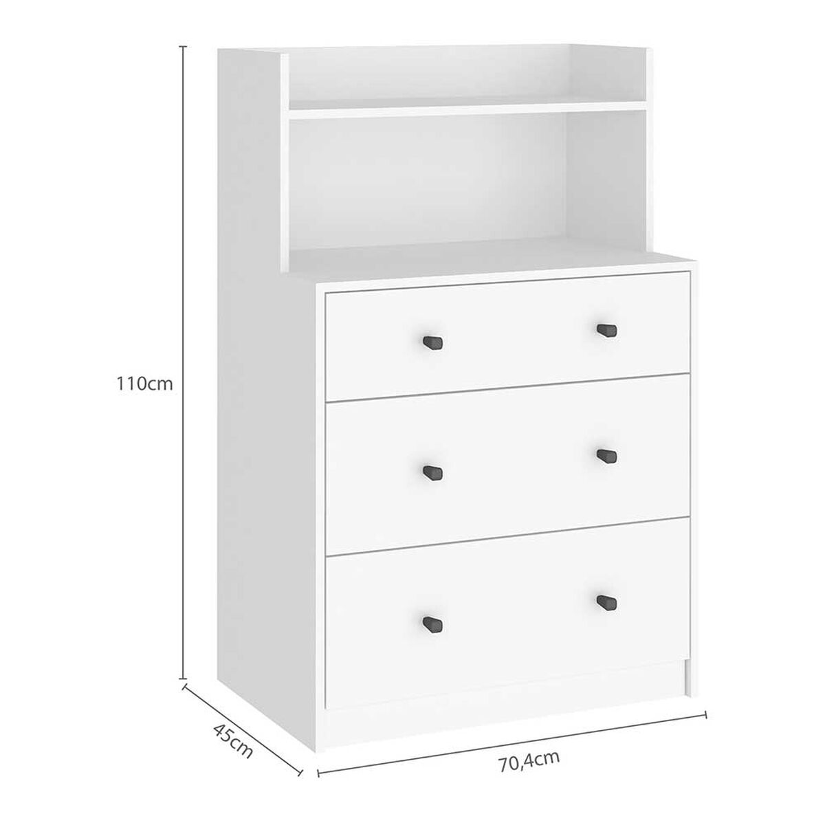 Cómoda Vekkahome White 3 Cajones Blanco