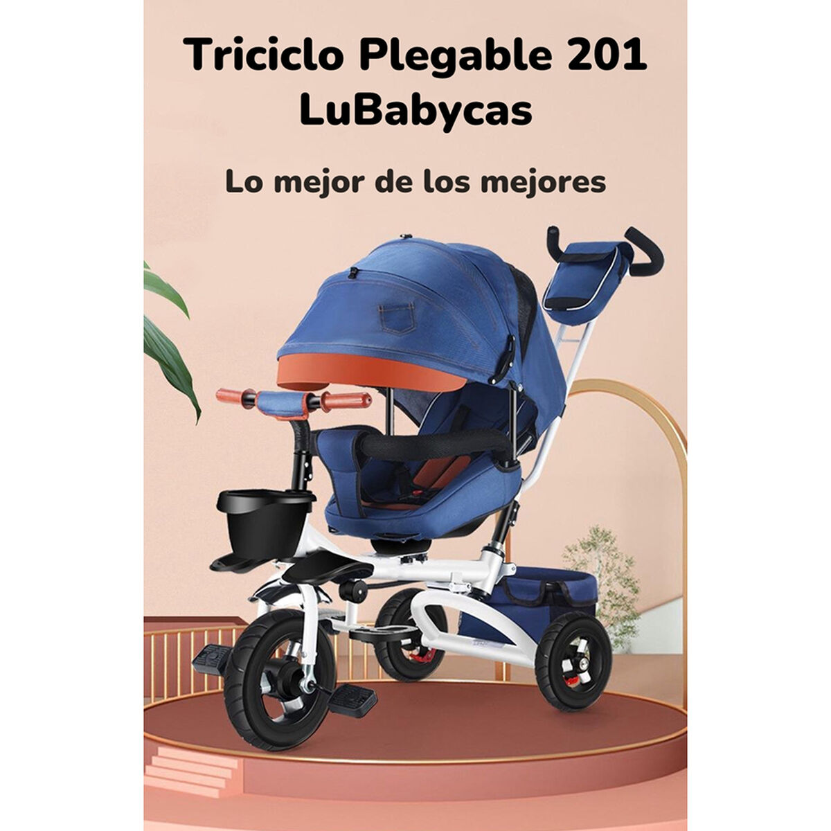 Triciclo Reversible y Plegable con Accesorios Gris Lubabycas