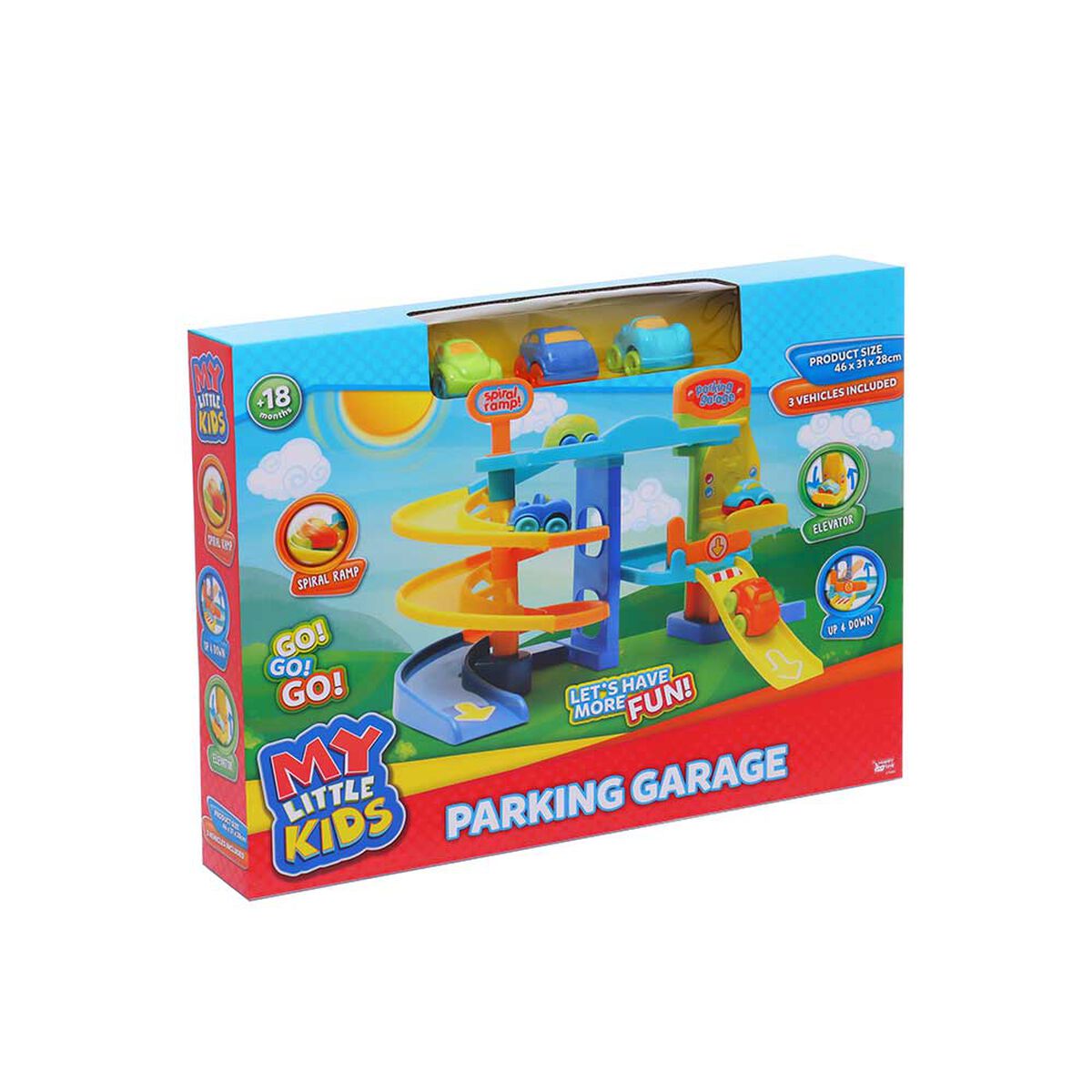 Parking 46X31X28Cms, Rampa Espiral, Ascensor, 3 Autos