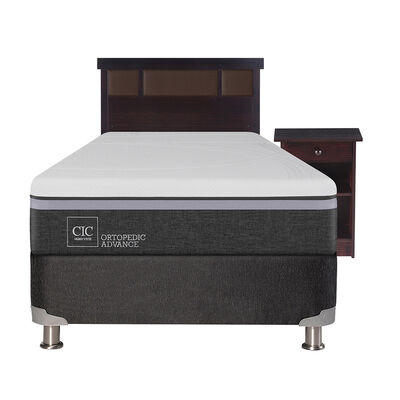 Imagen 1 del producto Box Spring CIC 1,5 Plazas Ortopedic Advance + Respaldo + Velador New Dublin