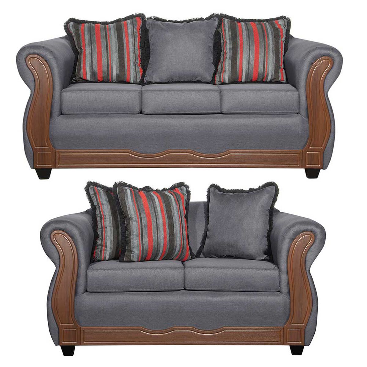 Juego de Living Black Factory Sofia 5 Cuerpos Marengo