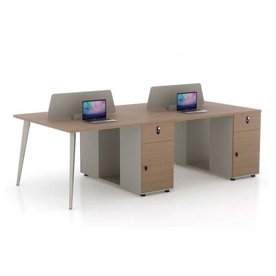 Estaci&oacute;n de Trabajo Rodler Skandi 4 Puestos Caf&eacute;-Gris Claro