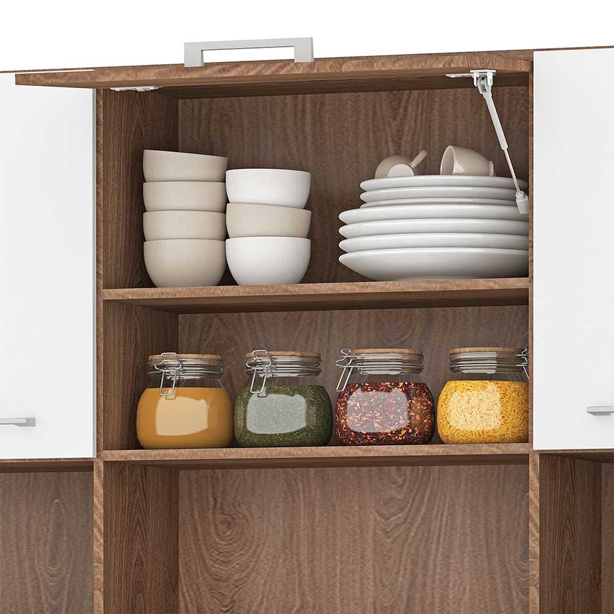 Mueble de Cocina Vekkahome Emi 1 Cajón 12 Puertas Café