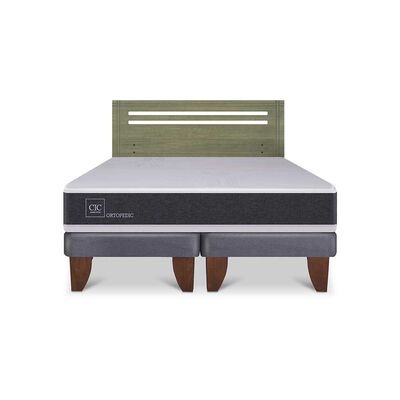 Imagen 1 del producto Cama Europea CIC Base Dividida 2 Plazas Ortopedic + Respaldo Munich Olivo