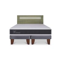 Cama Europea CIC Base Dividida 2 Plazas Ortopedic + Respaldo Munich Olivo