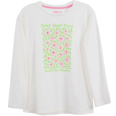 Imagen 2 del producto Polera Manga Larga de Algodón Niña Mila Crudo, Grafito, Lila