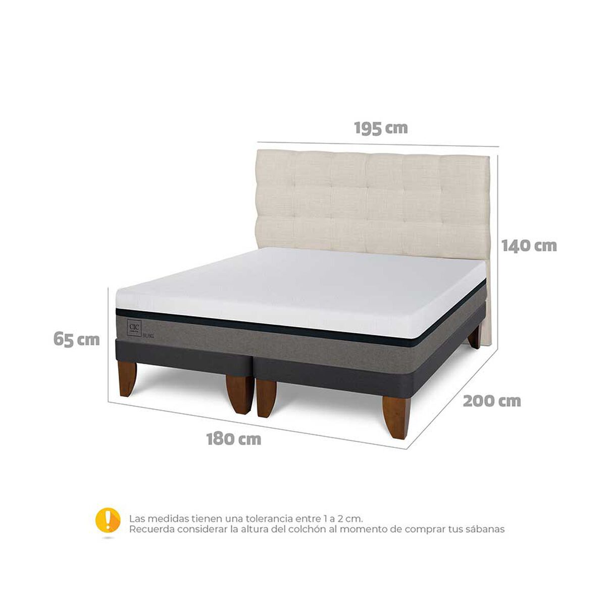 Cama Europea CIC Base Dividida King Balance + Respaldo Ebro