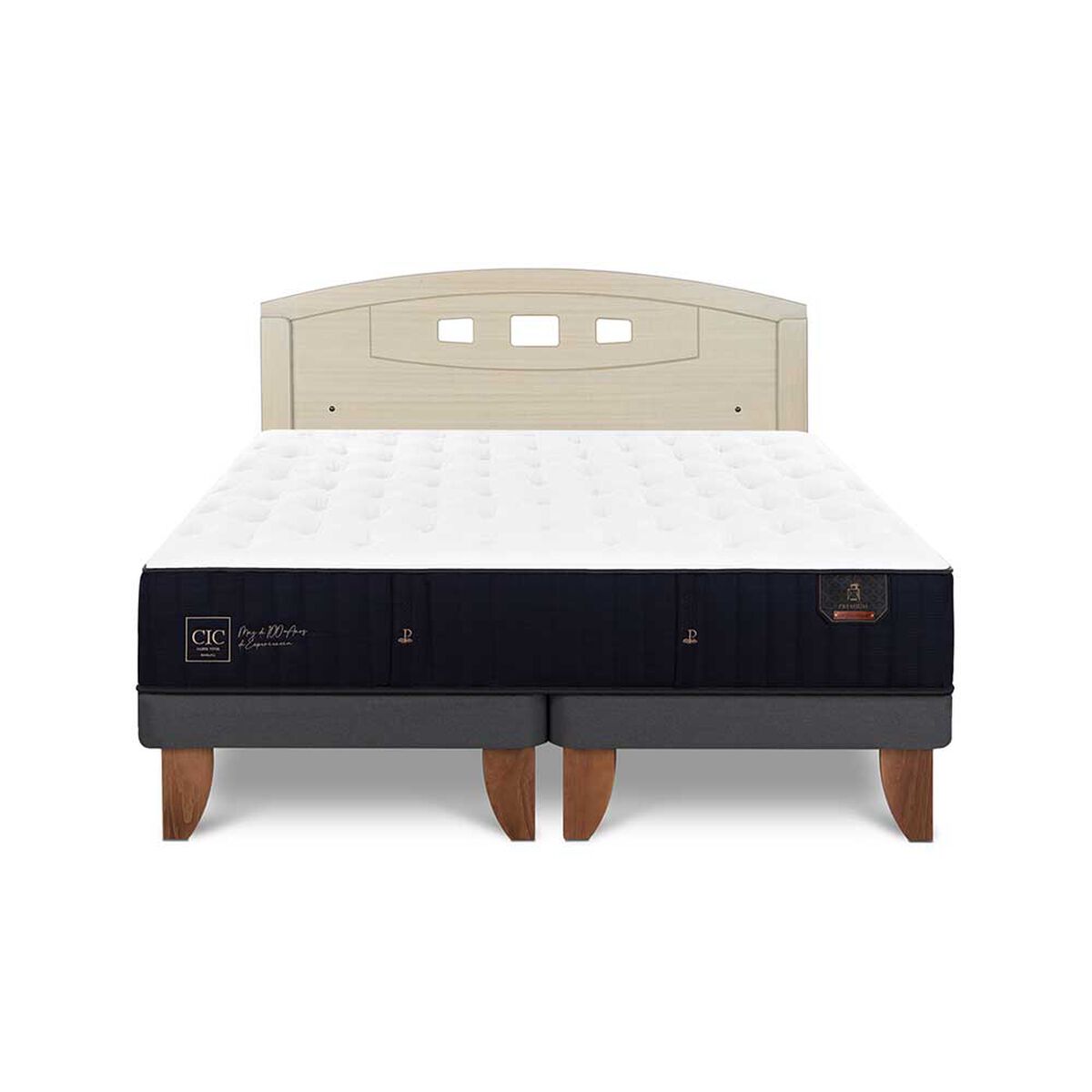 Cama Europea CIC Base Dividida 2 Plazas Premium + Respaldo Gales Alpino