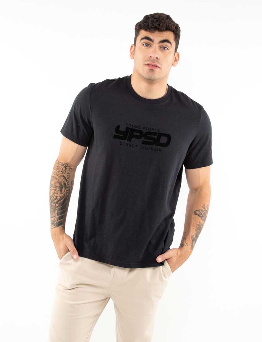 Polera Algodón Con Estampado Manga Corta Hombre Icono