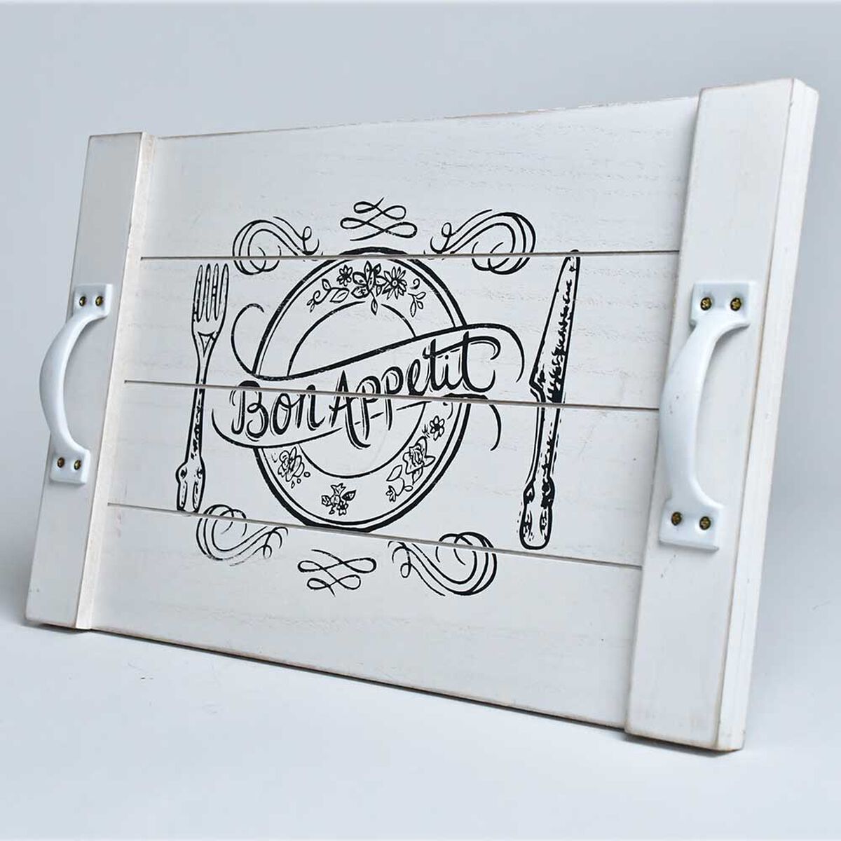 Bandeja Madera Vgo Rectangular 40 x 24 cm Blanco