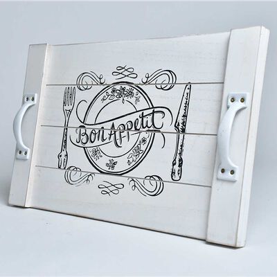 Imagen 2 del producto Bandeja Madera Vgo Rectangular 40 x 24 cm Blanco