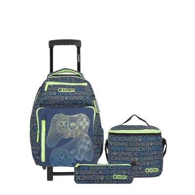 Pack Mochila Con Ruedas Niño New Run Azul M Xtrem