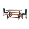 Juego de Comedor Latam Home Sevilla Girona 2 Sillas + 2 Bancas Velvet Azul Petr&oacute;leo