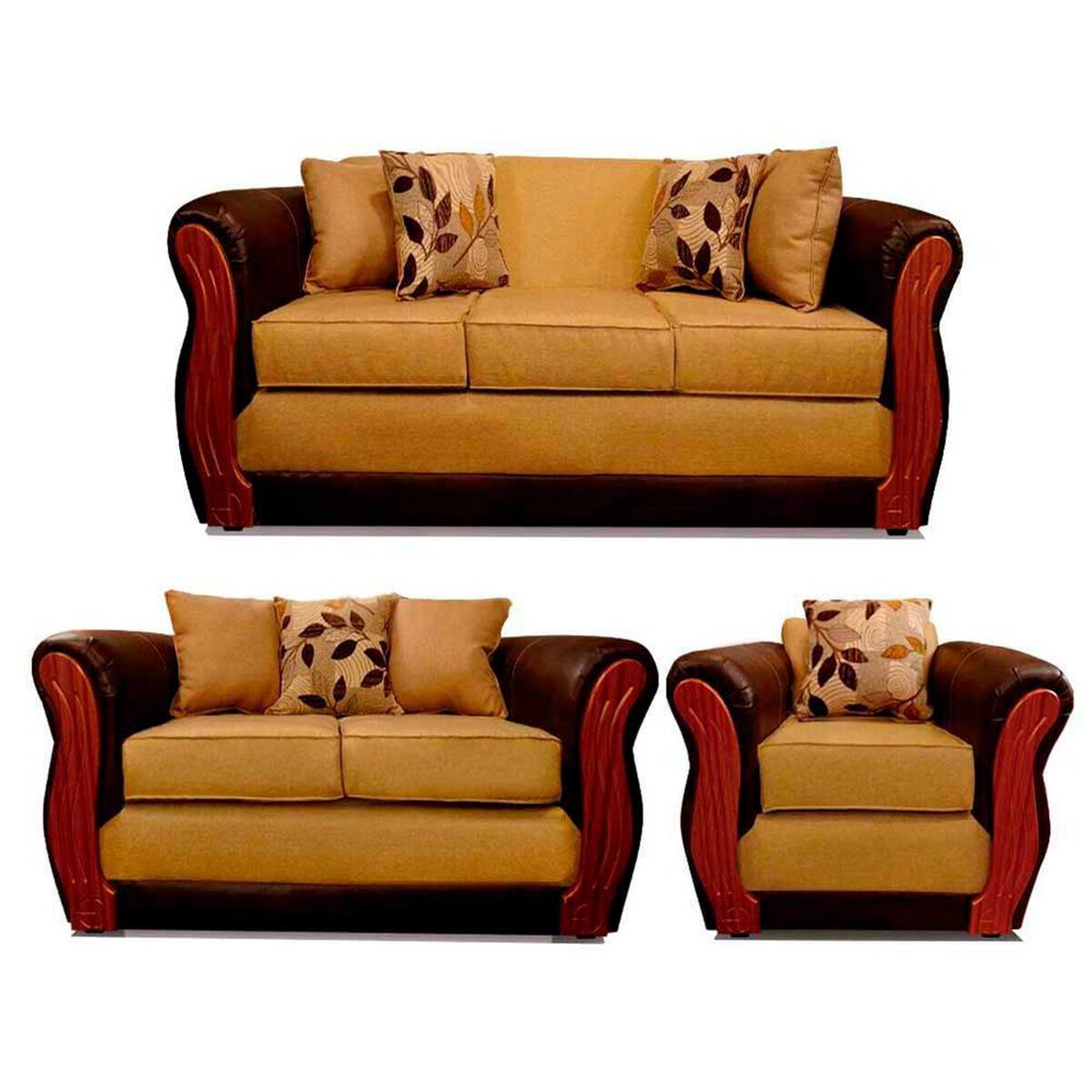 Juego de Living Elegant Detail Girona Sof&aacute; 3 Cuerpos + Sof&aacute; 2 Cuerpos + Sill&oacute;n 1 Cuerpo Beige