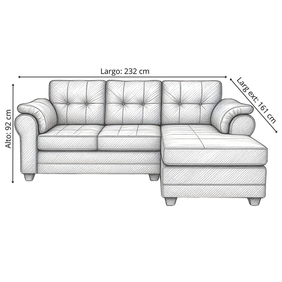 Seccional Muebles MPR Queen 4 Cuerpos Azul
