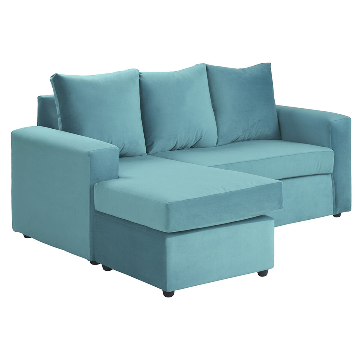 Sofá Seccional Bodevir Cali 3 Cuerpos + 2 Pouf Turquesa