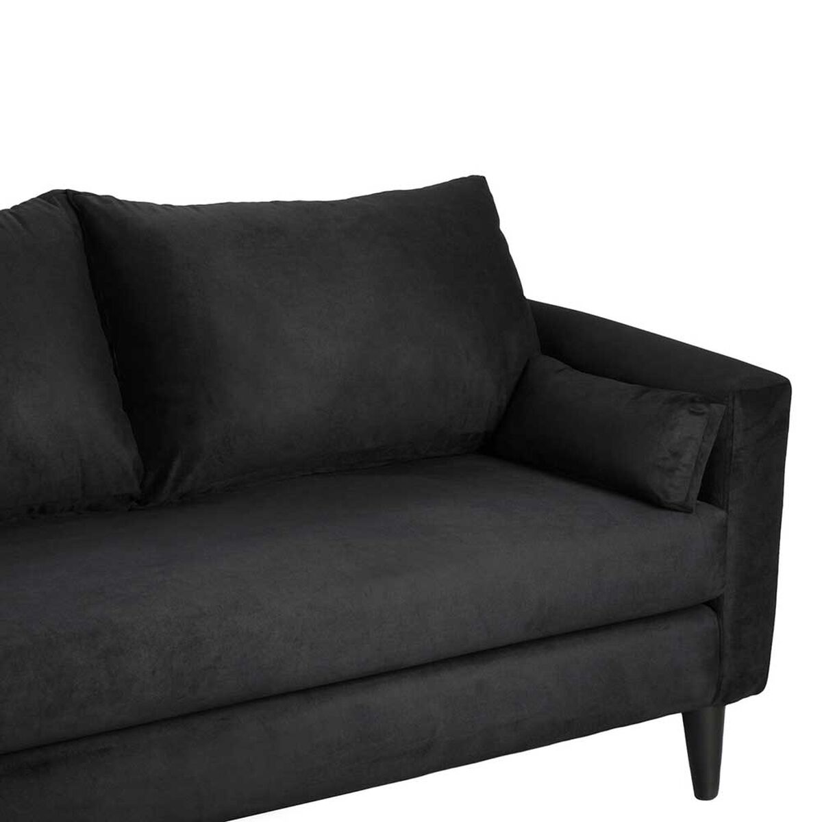 Juego de Living Bodevir Sky Felpa 00 Sof&aacute; 3 Cuerpos + Dos Pouf 1 Cuerpo Negro&nbsp;