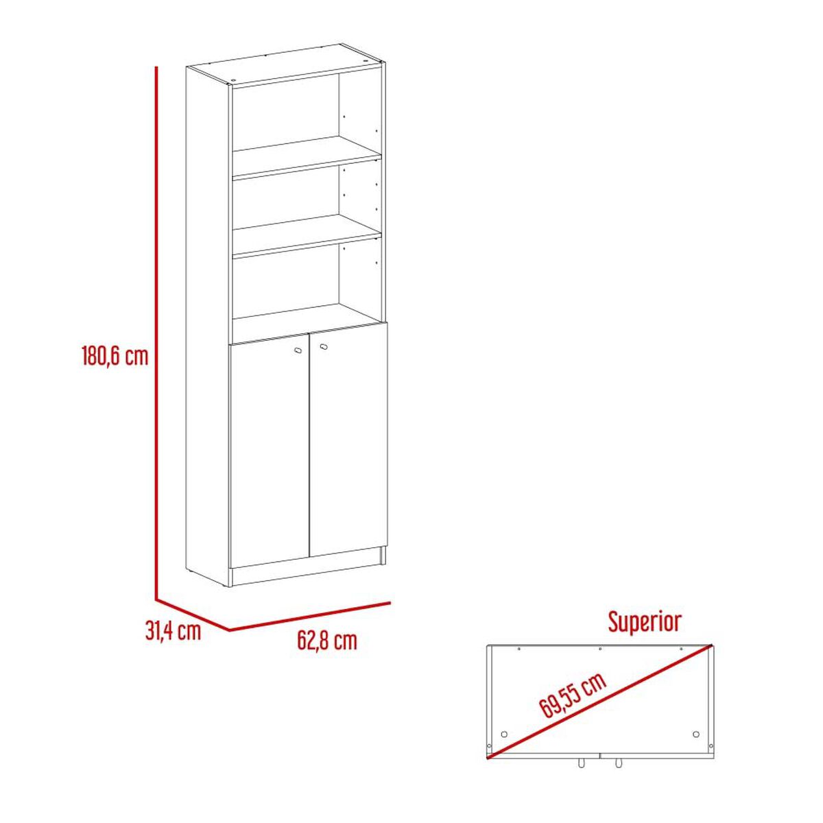 Estante 2 Puertas + Complemento TuHome Home Macadamia