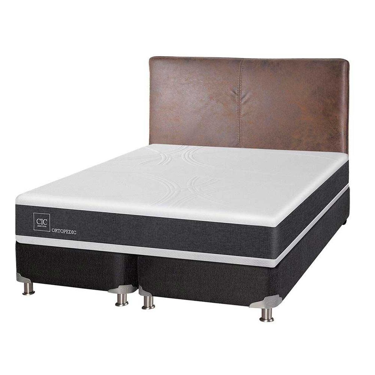 Box Spring CIC Base Dividida King New Ortopedic + Respaldo Baker