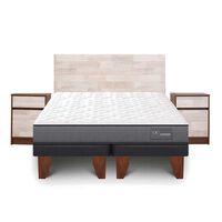 Cama Europea CIC Base Dividida King Anatomic + Respaldo + 2 Veladores Legno
