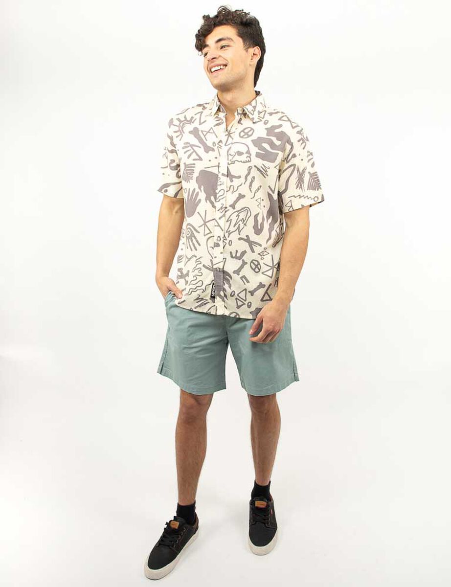 Camisa Estampada Manga Corta Hombre Icono