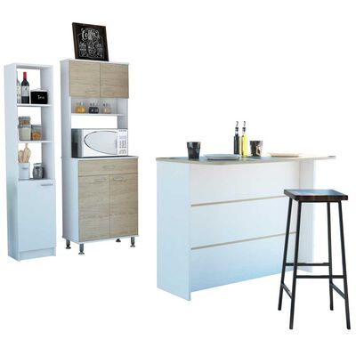 Imagen 2 del producto Combo Mueble Microondas + Barra de Cocina + Optimizador TuHome Kitchen Rovere Blanco